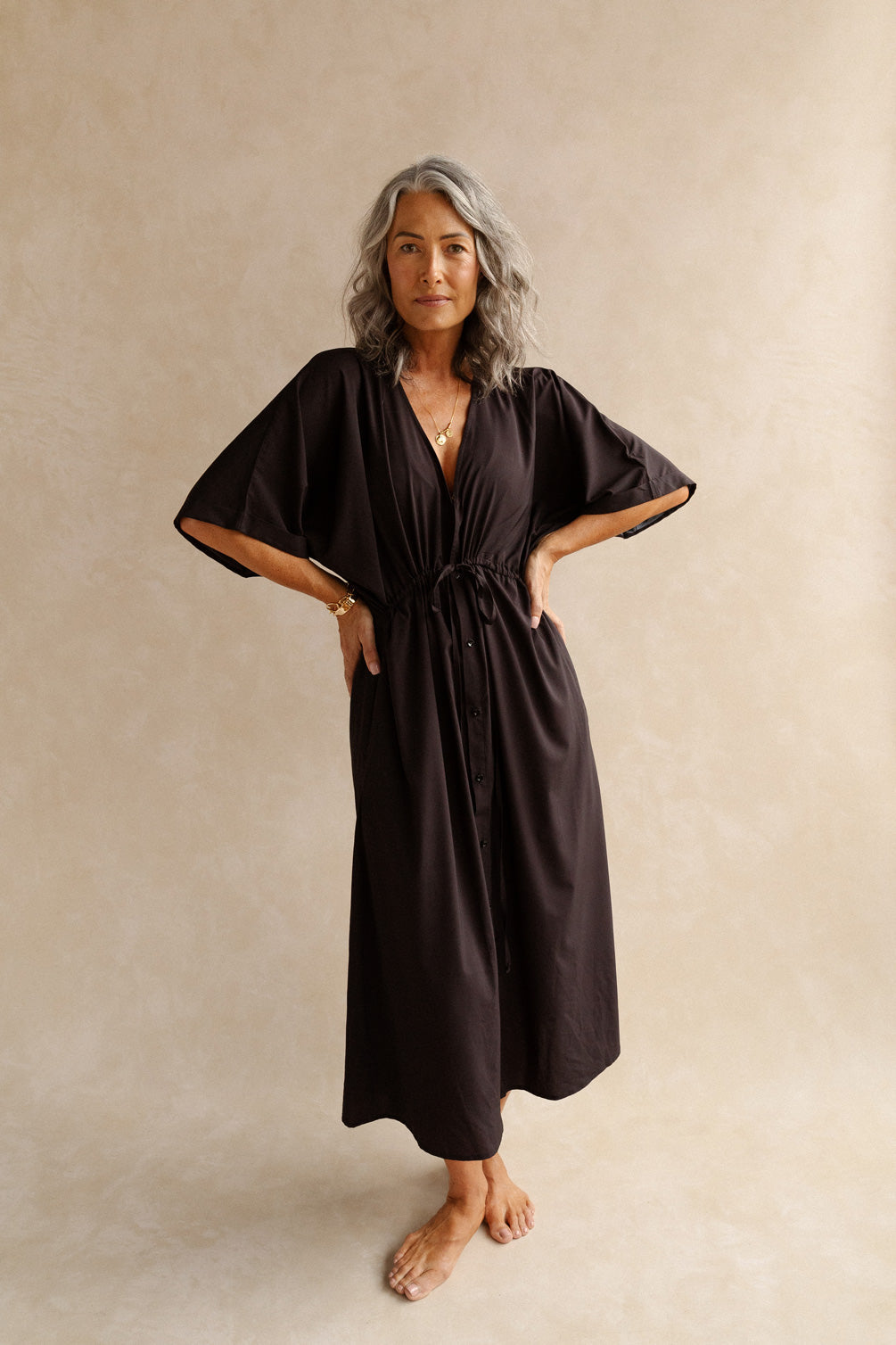 midi kaftan dresses BAIIA Female Cecile Kaftan Dress - Black Adult Black | Swimsuit Cover Up