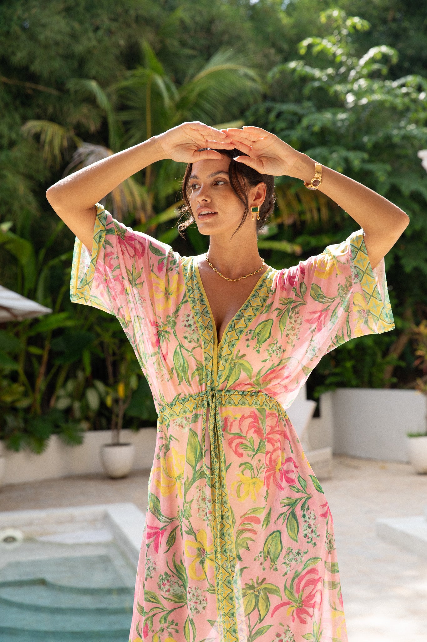 Mesh Cecile Kaftan Dress - Limoncello – Baiia Swim