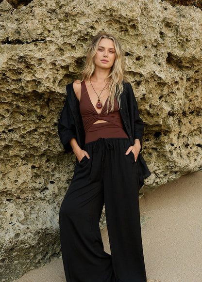 Haven Linen Top - Black