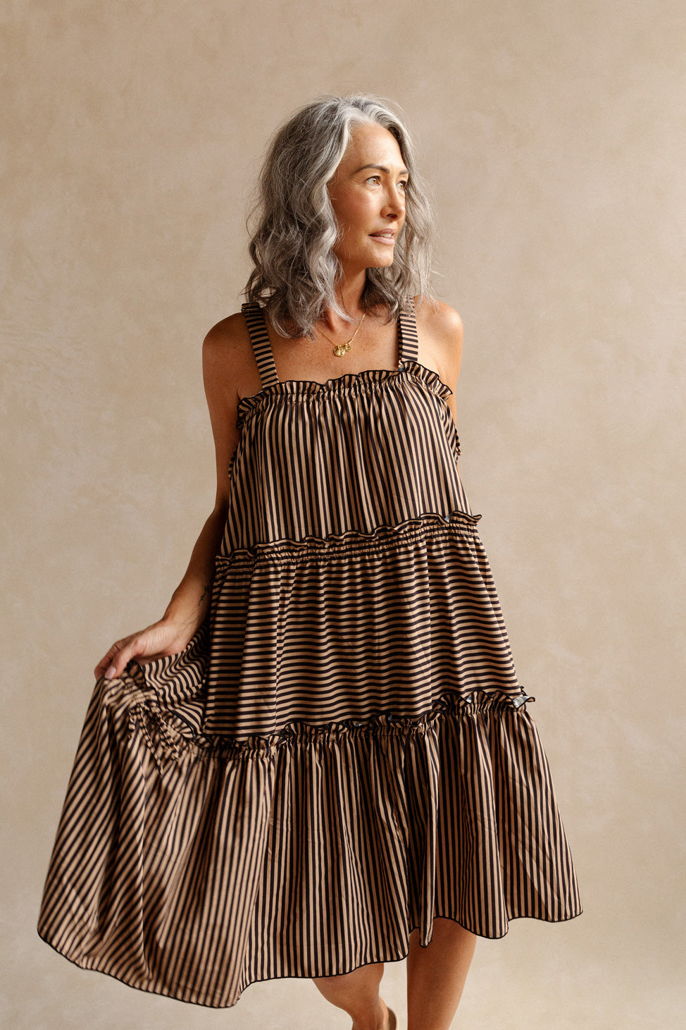 Viviana Multiway Dress Valencia | Cream and Black Stripe Dress