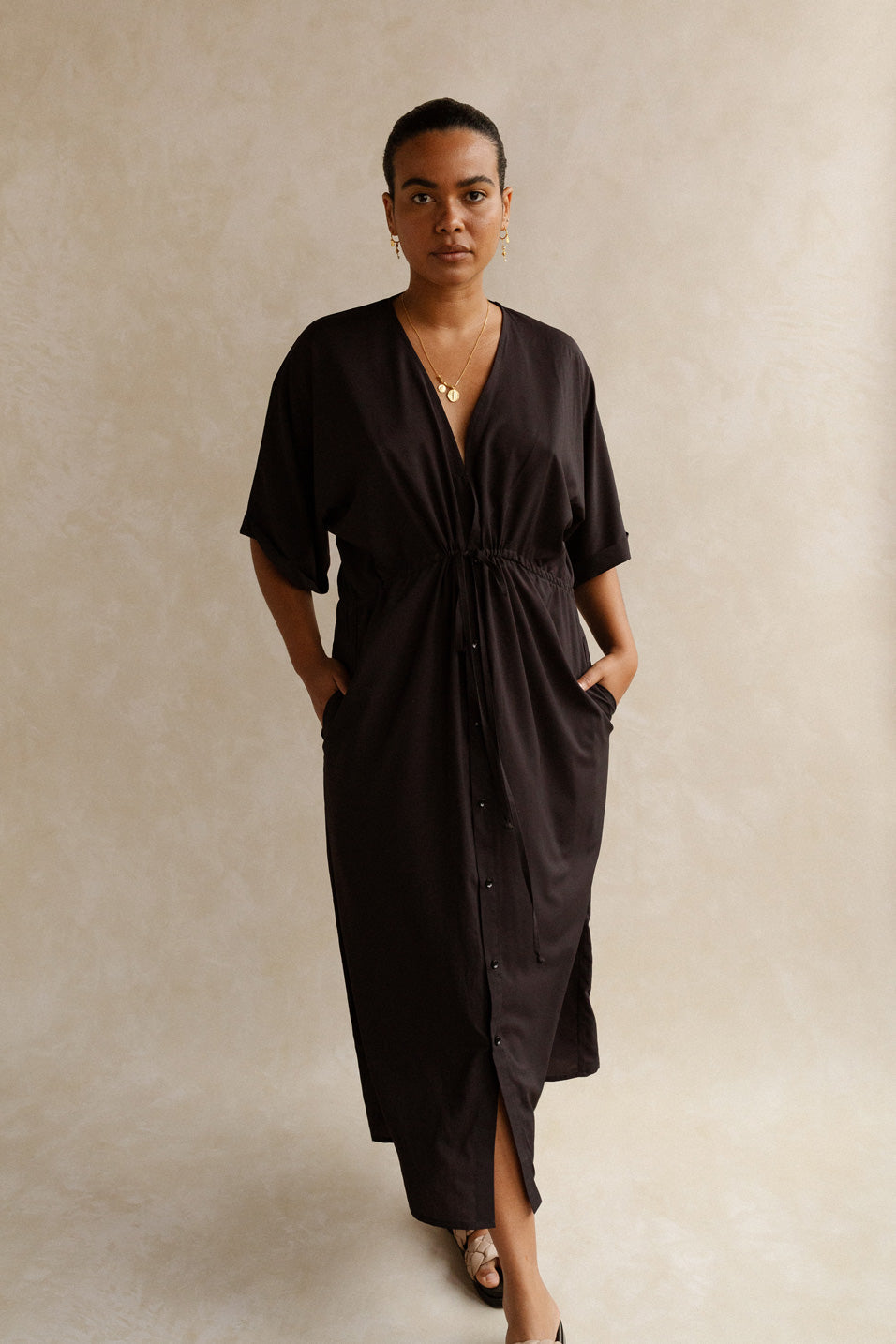 Cecile Kaftan Dress - Black