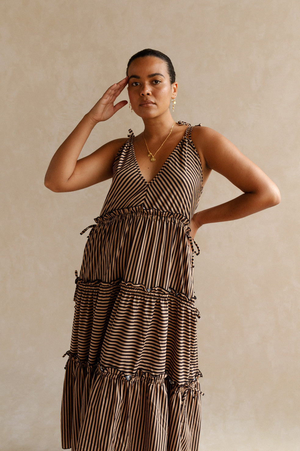 Viviana Multiway Dress Valencia | Cream and Black Stripe Dress