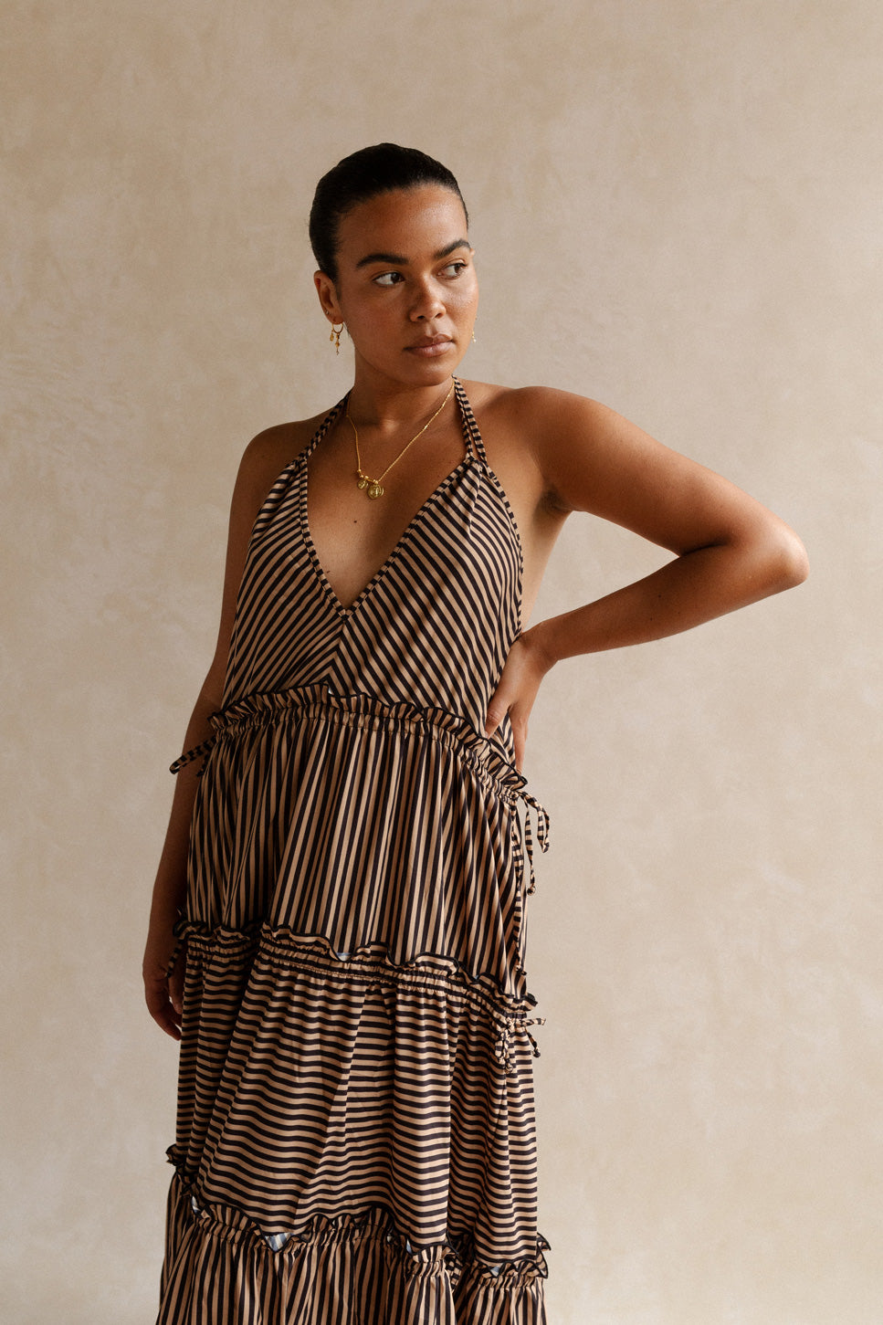 Viviana Multiway Dress Valencia | Cream and Black Stripe Dress