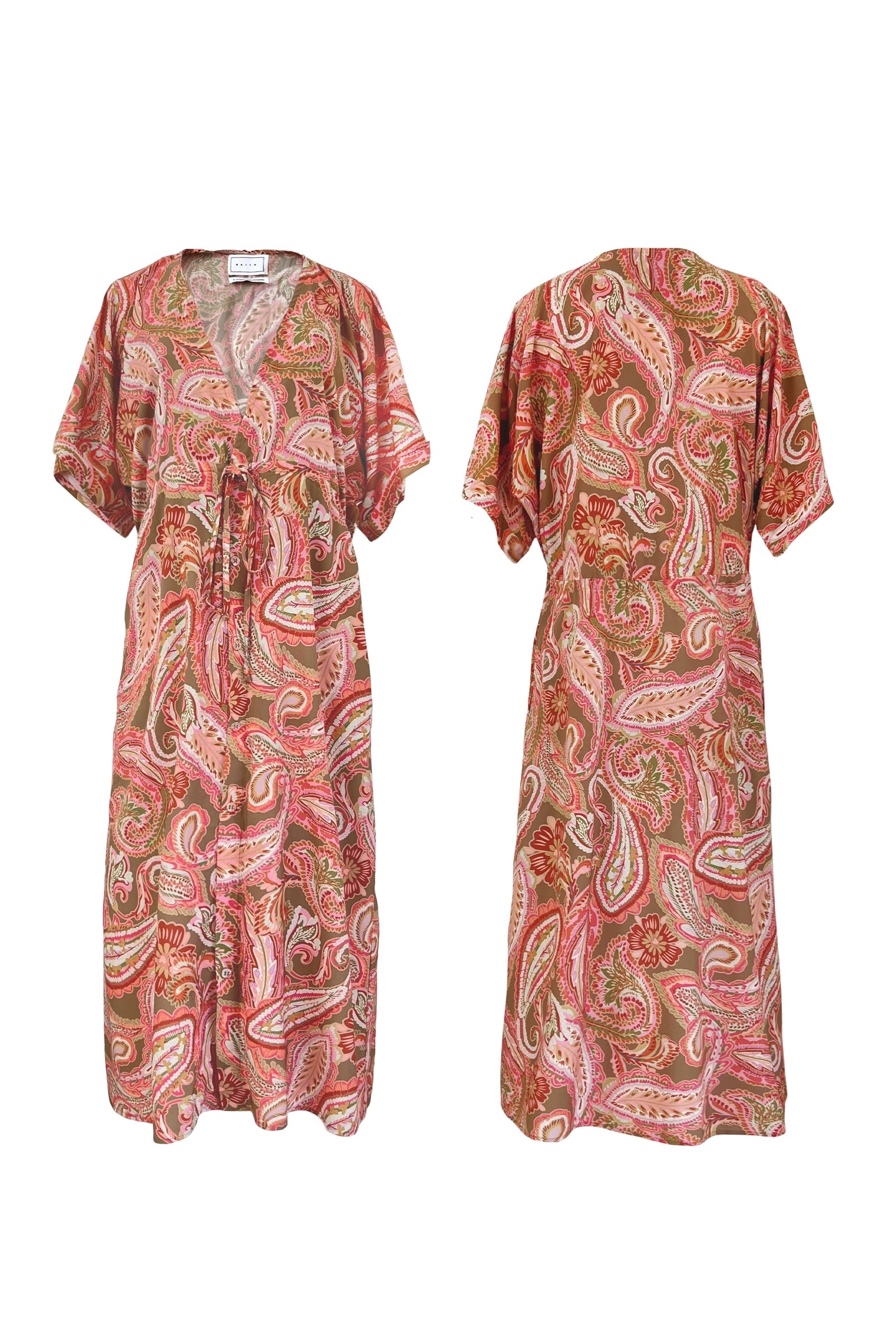Front and back product image of the Barcelona kaftan dress 