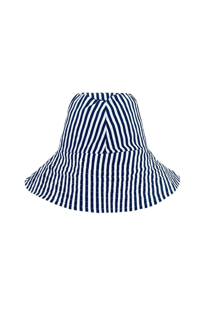 Linen Bucket Hat - Navy Stripe