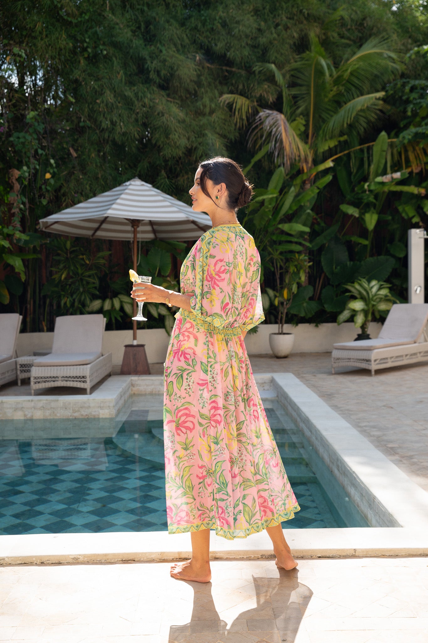 Mesh Cecile Kaftan Dress - Limoncello